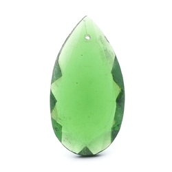 Czech vintage hand cut green teardrop faceted pendant glass bead 40mm