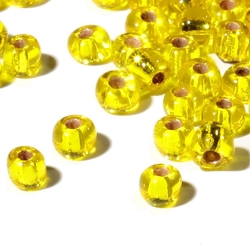 RESERVED LIZ Lot (300) Czech vintage silver lined golden yellow glass seed beads 3mm