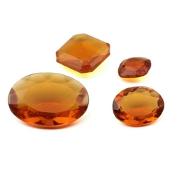 Lot (4) Czech vintage square oval octagon dark amber topaz glass rhinestones