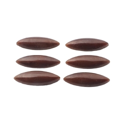 Lot (6) Czech vintage brown marquis oval glass cabochons 21mm