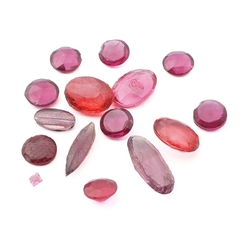 Lot (15) Czech vintage mixed pink purple glass rhinestones flatbacks cabochons