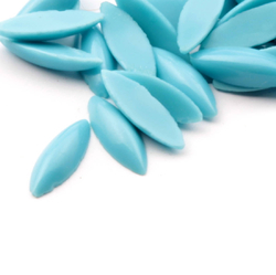 Lot (95) Czech vintage turquoise blue oval navette glass cabochons 14x5mm
