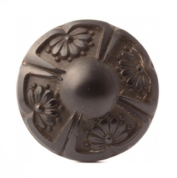 Antique Victorian Czech black flowers glass button 23mm