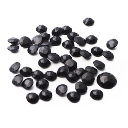 Lot (45) Czech vintage jet black round faceted glass rhinestones 8mm