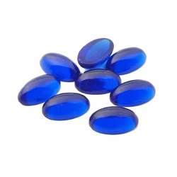 Lot (8) Czech vintage transparent blue oval glass cabochons 11x7mm