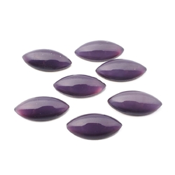 Lot (7) Czech vintage purple satin moonglow oval glass cabochons 20x10mm