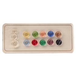 Sample card (13) vintage Deco Czech transparent glass buttons