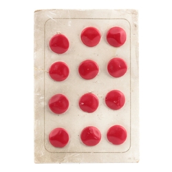 Card (12) Czech Vintage 1930's red round depression glass buttons 18mm