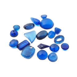 Lot (19) Czech vintage blue glass rhinestones beads cabochons