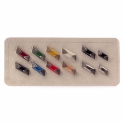 Card (12) Czech 1920s silver metallic rhomboid vintage glass buttons