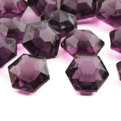 Lot (23) Czech vintage hexagon faceted purple glass rhinestones 14mm