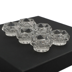 Lot (6) Czech vintage cut crystal glass salt cellars condiment table accessories