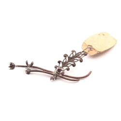 Czech Vintage Art Deco floral metal rhinestone pin brooch element finding