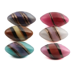 Lot (6) Antique Victorian Czech multicolor stripe lampwork oval glass buttons