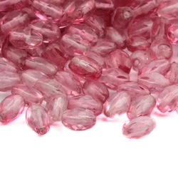 Lot (265) Austrian D.S antique cranberry pink oval faceted glass beads 8/9mm