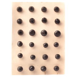 Card (24) antique Czech dimi ball cone black glass buttons