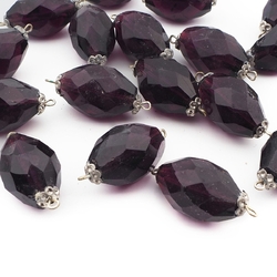 Lot (17) antique Victorian Czech purple oval connector glass beads 22mm