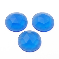 Lot (3) Large Czech vintage round faceted blue flatback glass rhinestones 20mm
