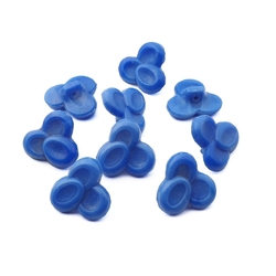 Lot (9) Czech Vintage blue trefoil glass buttons 18mm