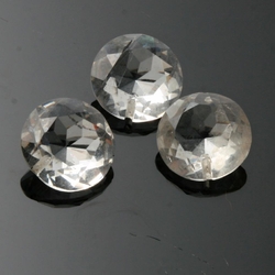 Lot (3) antique Czech crystal clear hand faceted round headpin glass beads 18mm