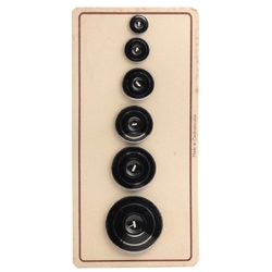 Sample card vintage Czech Deco silver luster black glass buttons 