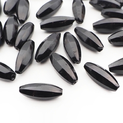 Lot (30) Czech antique oval melon faceted black glass beads