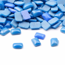 Lot (200) Czech vintage rectangle blue glass cabochons 6x4mm