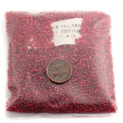 Czech vintage transparent red seed glass beads Jablonex 95g