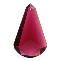 Czech antique hand cut fuchsia pink teardrop faceted pendant glass bead 40mm