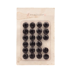 Card (23) Czech Deco Vintage "Excelsior" geometric black glass buttons 13mm