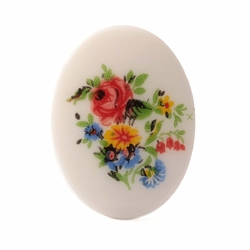 Vintage wild flower porcelain picture cabochon 40x30mm