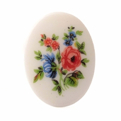 Vintage porcelain picture cabochon wild flowers 40x30mm