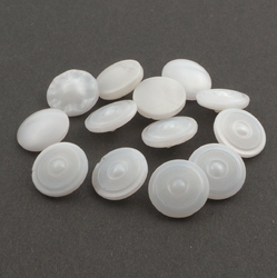 Lot (13) vintage Czech semi translucent satin white round glass buttons 18mm