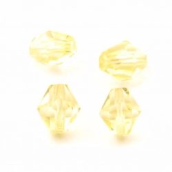 RESERVED LIZ Lot (4) Czech vintage tin cut faceted jonquil yellow glass beads 12mm