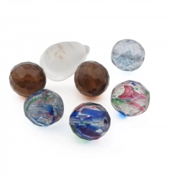 RESERVED LIZ Lot (7) Czech vintage teardrop faceted bicolor glass beads