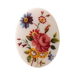 Vintage porcelain picture cabochon wild flowers 40x30mm