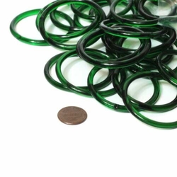 Lot (220) Antique Czech handmade green glass bangles hoops earring elements.