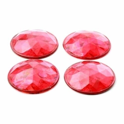 Lot (4) Czech Deco Vintage red faceted Chandelier lamp prisms cabochons 58mm