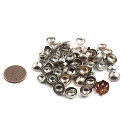 Lot (85) Vintage Czech metal domed necklace bead caps jewelry findings 8/10mm