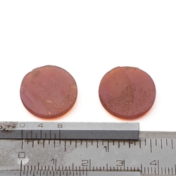 Lot (2) Czech vintage aventurine gold carnelian lozenge glass cabochons 18mm