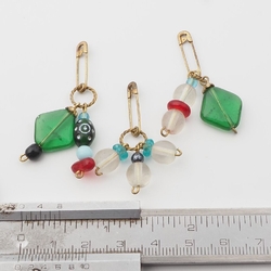 Lot (3) Czech Vintage glass bead pendant earring findings