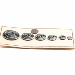 Sample card vintage Czech Deco silver luster black glass buttons 