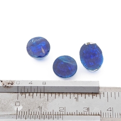 Lot (3) Czech vintage foil marble blue moonglow glass cabochons