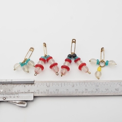 Lot (4) Czech Vintage glass bead pendant earring element findings
