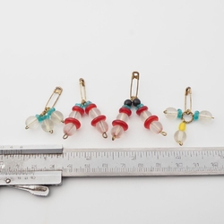 Lot (4) Czech Vintage glass bead pendant earring element findings