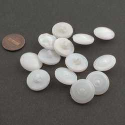 Lot (13) vintage Czech semi translucent satin white round glass buttons 18mm