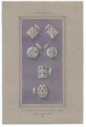 Original Art Deco cufflink jewelry design illustration sketch drawing Jewelry Czechoslovakia