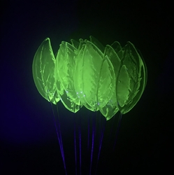Czech lampwork uranium glass flower leaf design headpin bead (1 bead)