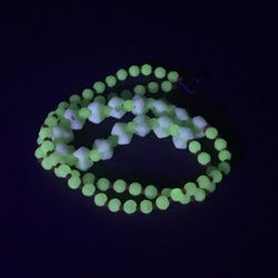 Vintage Czech necklace uranium white interlocking glass beads