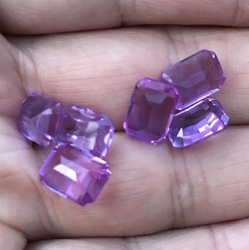Lot (6) Czech vintage rectangle faceted alexandrite glass rhinestones 11x18mm 